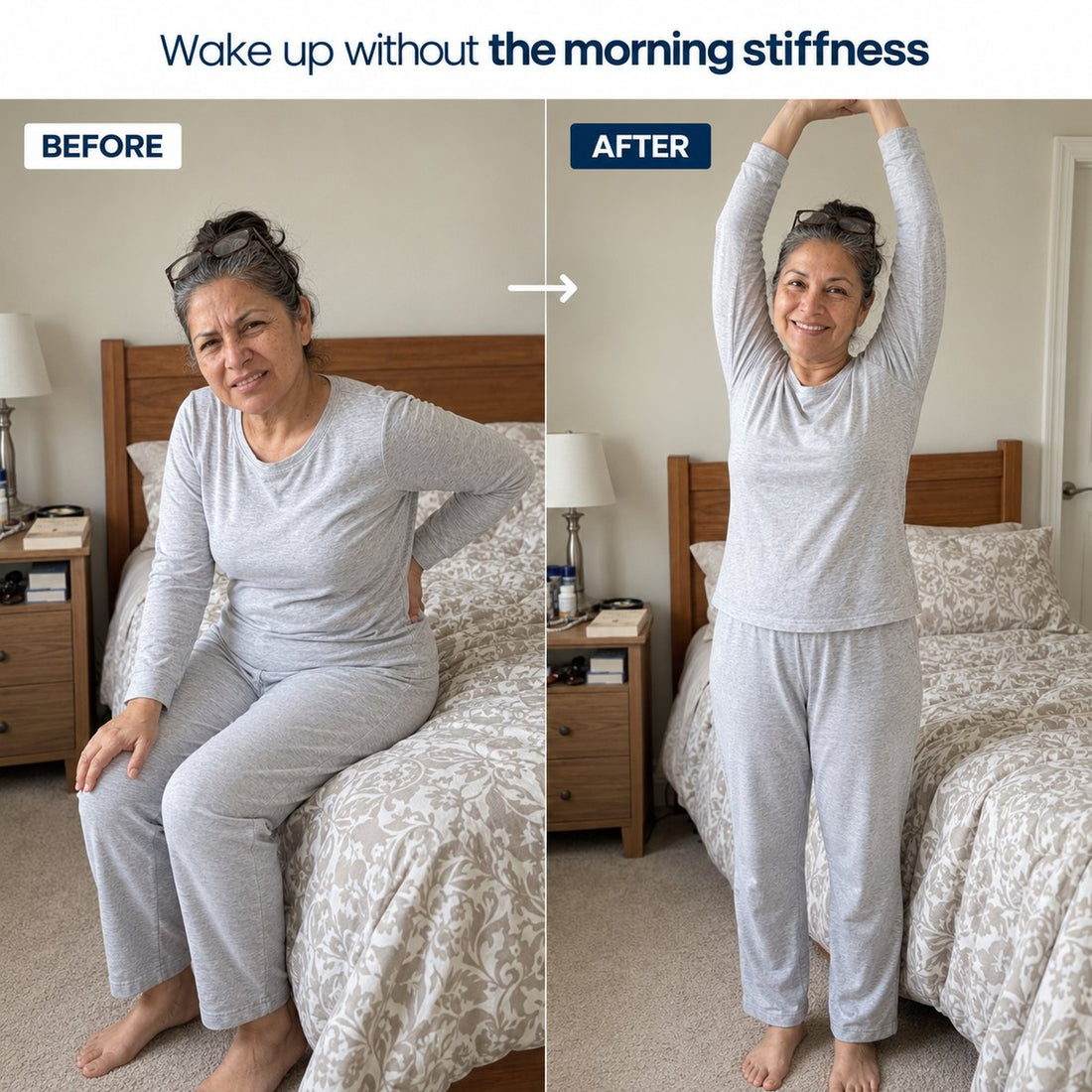 Before and after: waking up without morning back stiffness