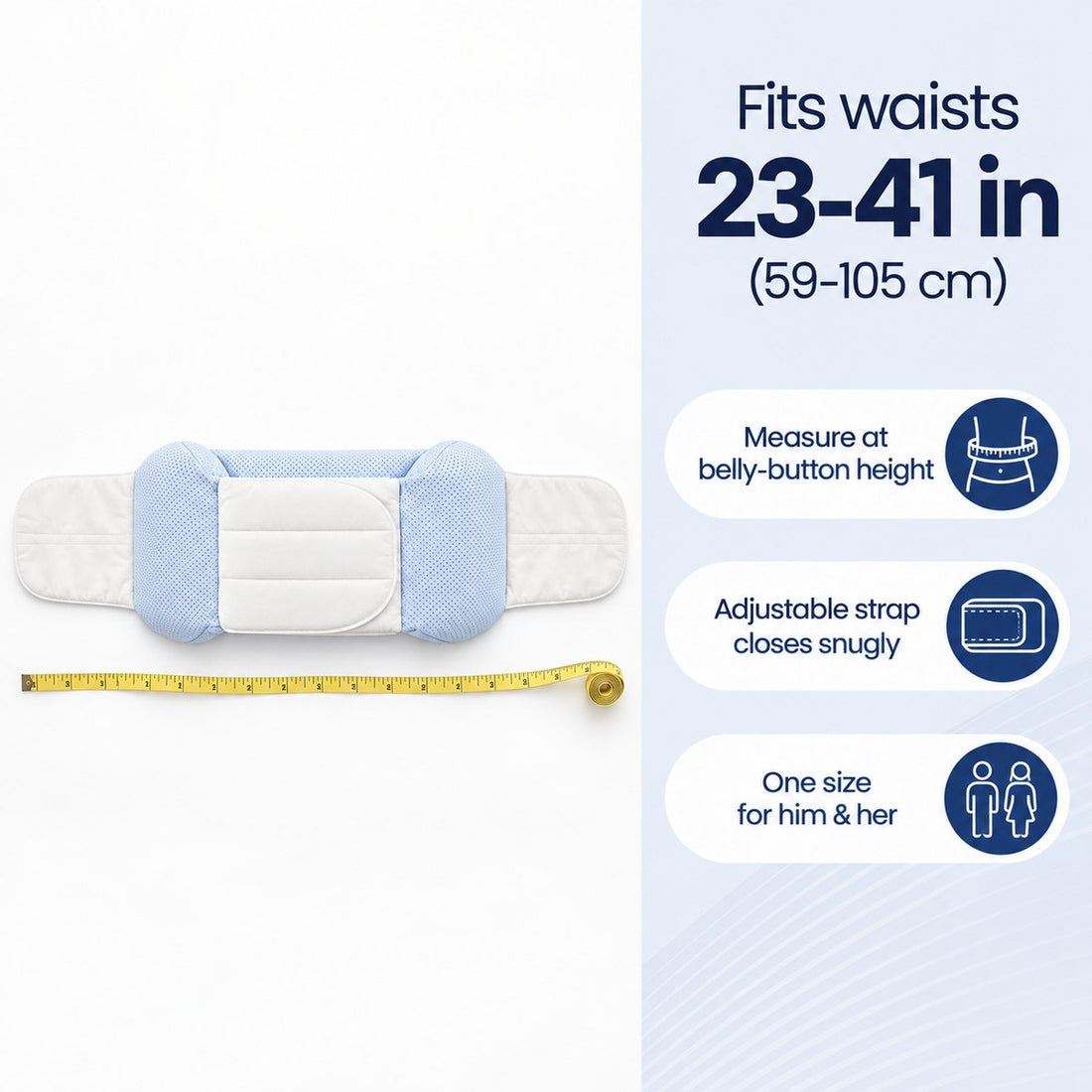 Fits waists 23 to 41 inches