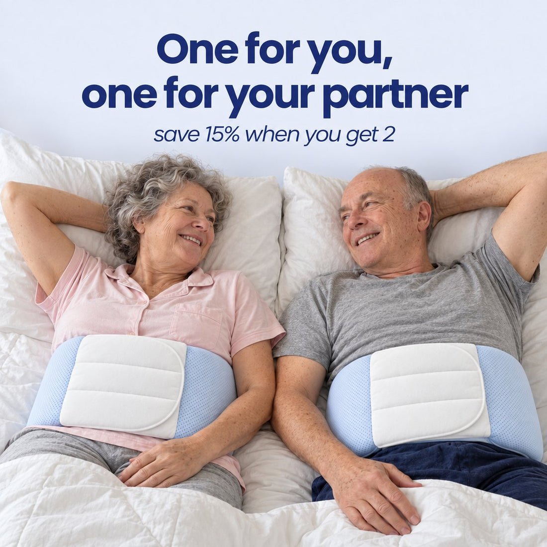 Couple both wearing Core 2.0 in bed