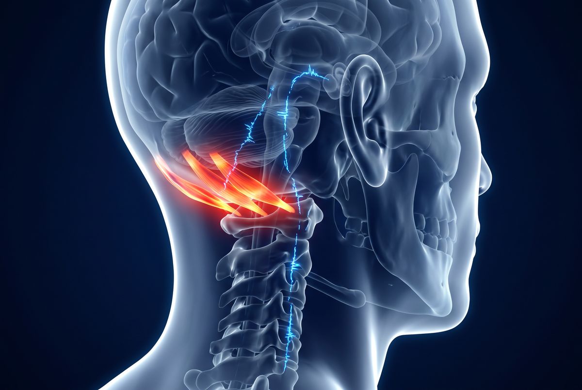 The small muscles at the base of the skull