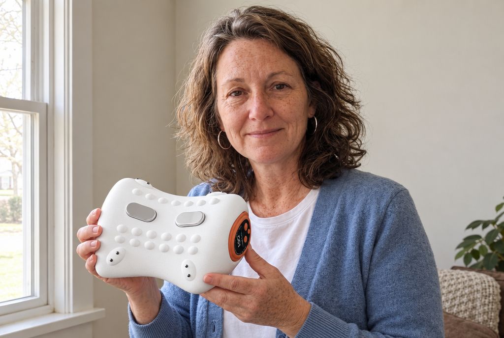 Denise holding the Neck Therapy Pro 2.0